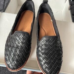 next Black Woven Leather Loafers